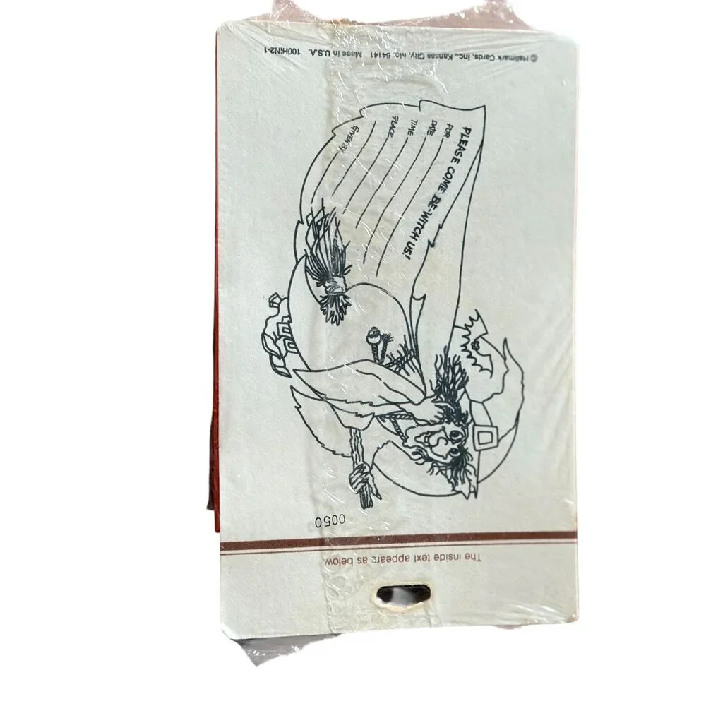 2 Vintage Hallmark Halloween Invitations Packs Witch Bat Sealed & Opened NOS